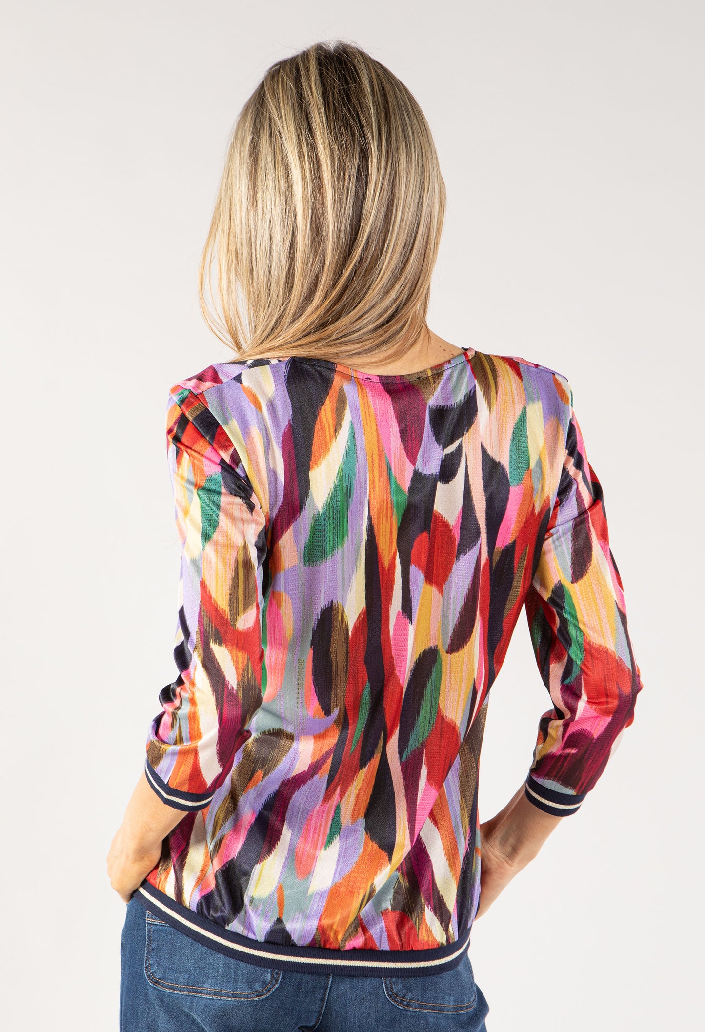 Colour Mix V Neckline Silk Feel Top