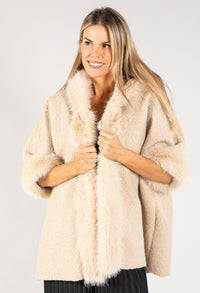 Faux Fur Shawl Overcoat