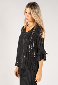 Sequin V Neckline Top