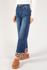 Leo Print Turn Up Jean