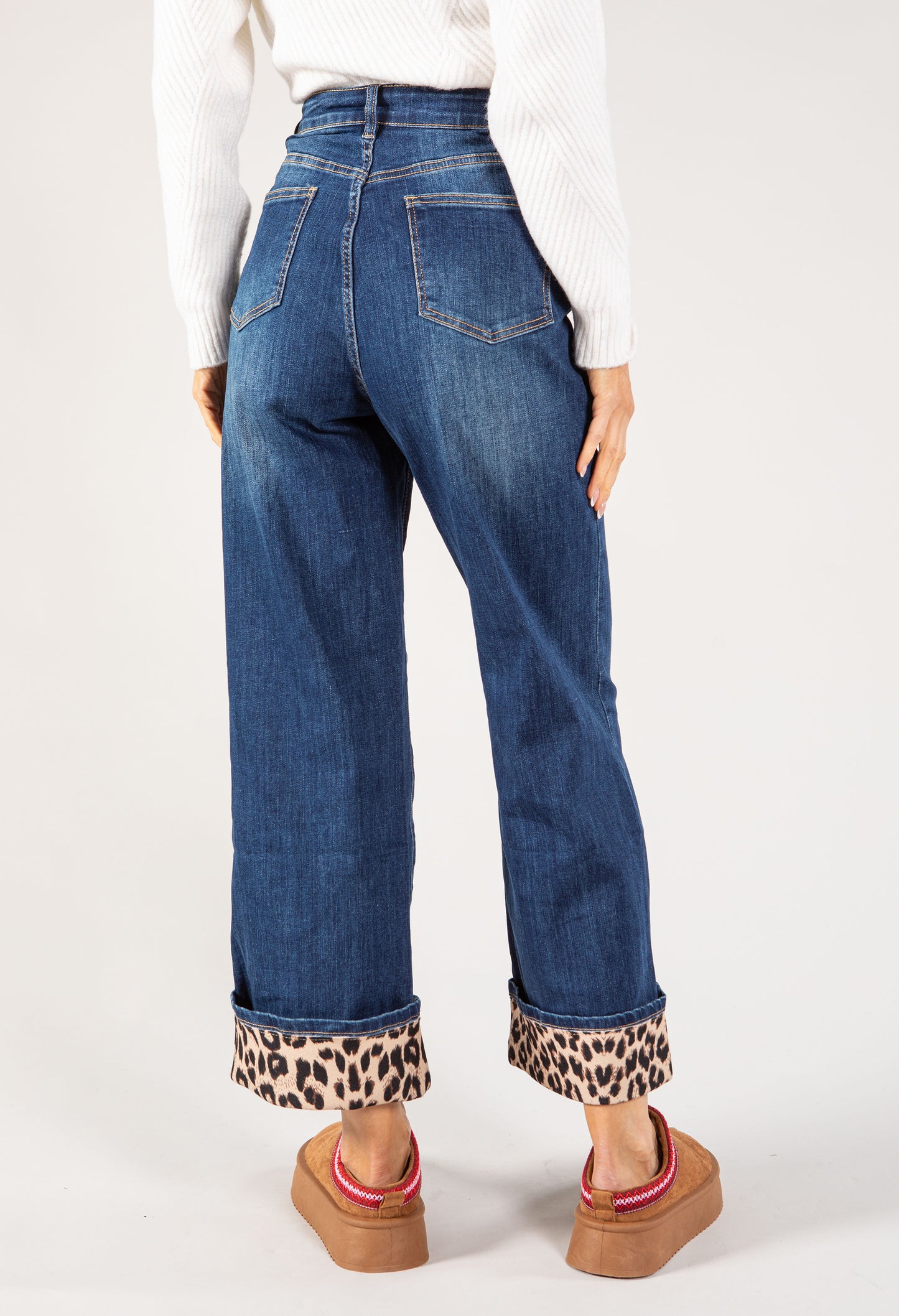 Leo Print Turn Up Jean