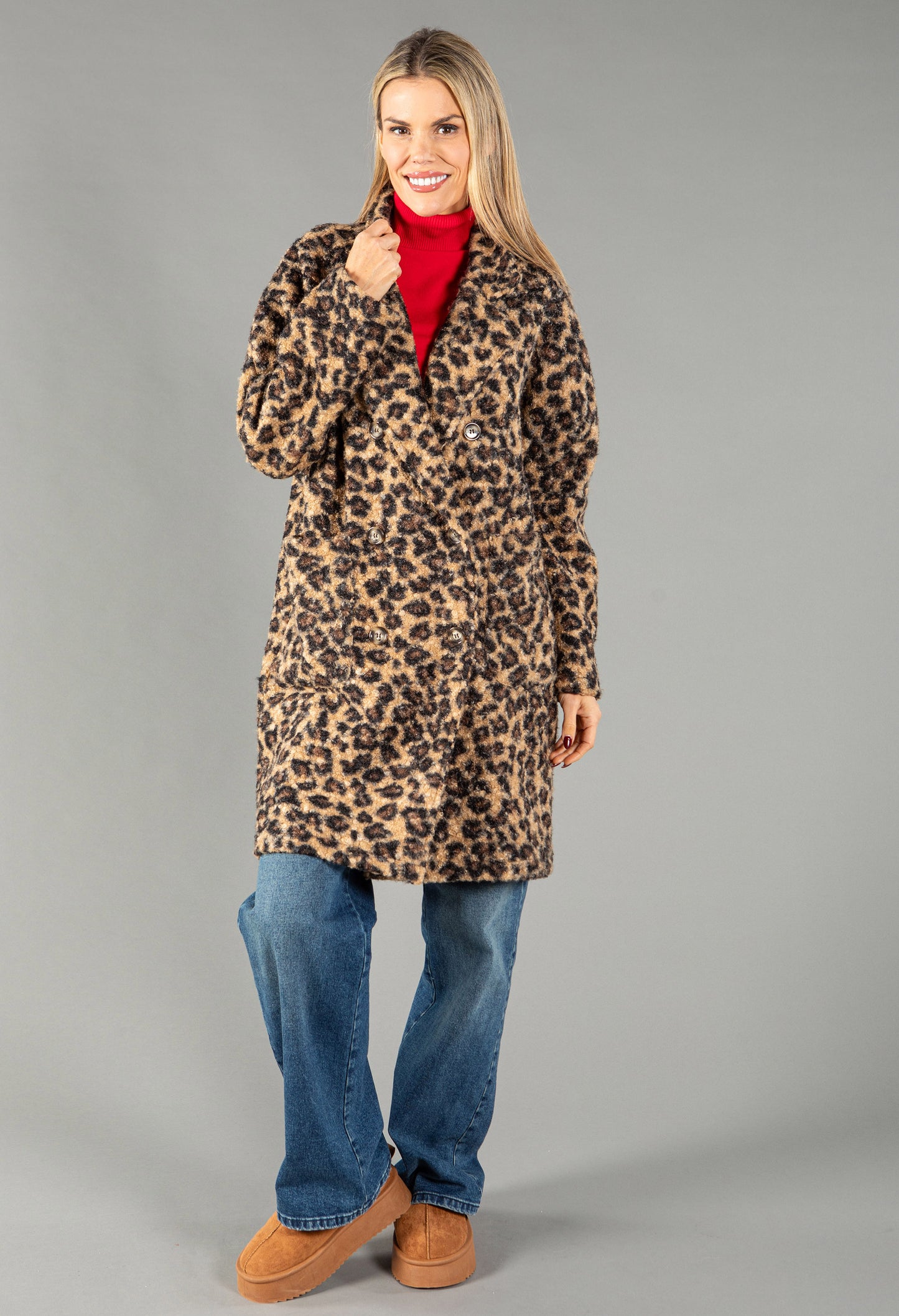 Leopard Print Boucle Coat