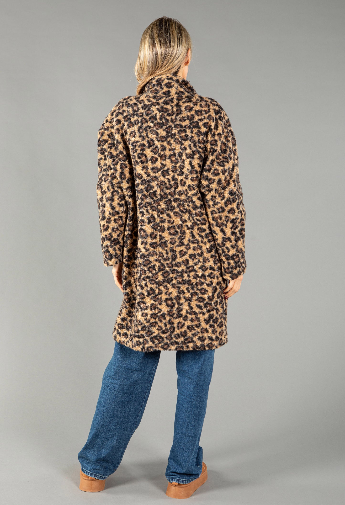 Leopard Print Boucle Coat