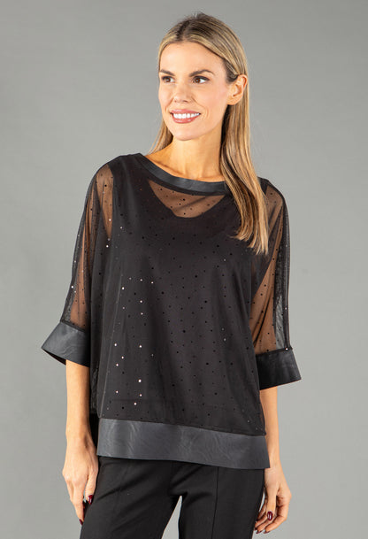 Sequin Detail Mesh Top