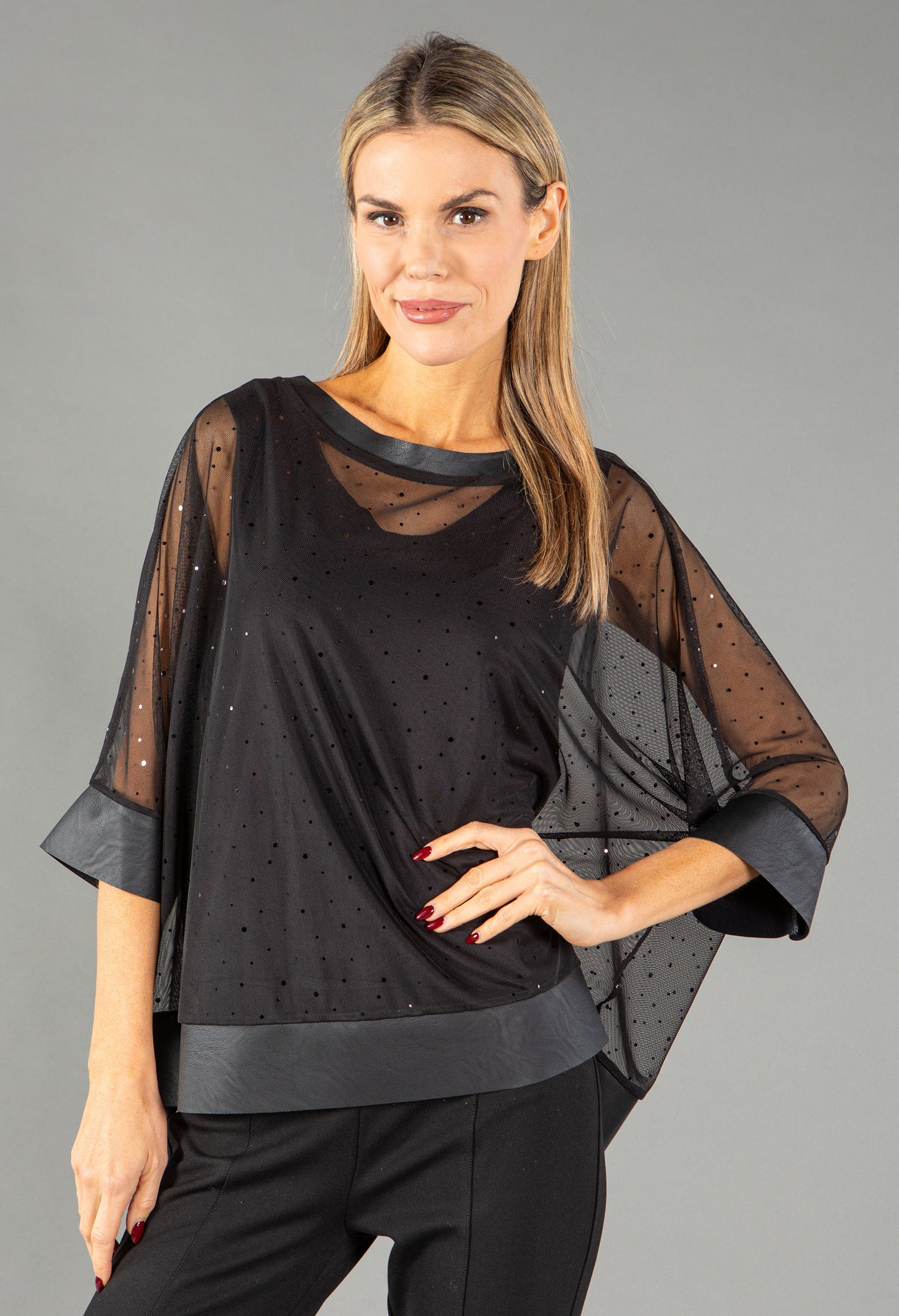 Sequin Detail Mesh Top