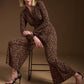 V-neck Animal Print Jumpsuit Style