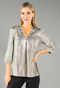 Gold Foil V Neckline Top