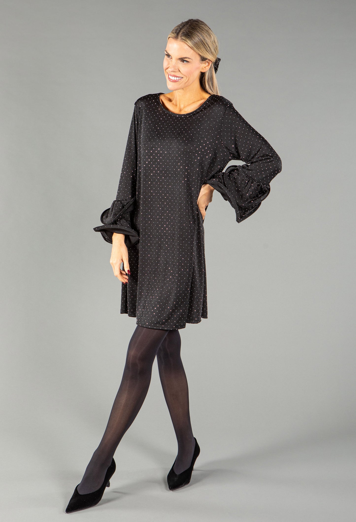 Bell Sleeve Diamante Dress