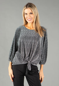 Lurex and Sparkle Front Tie Top