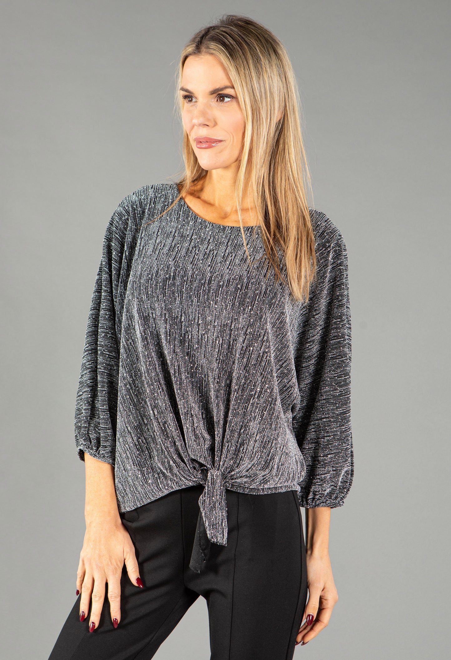 Lurex and Sparkle Front Tie Top