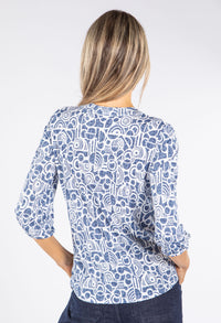 Circle Print V Neck Top