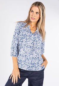 Circle Print V Neck Top