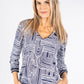 Abstract Print V Neck Top