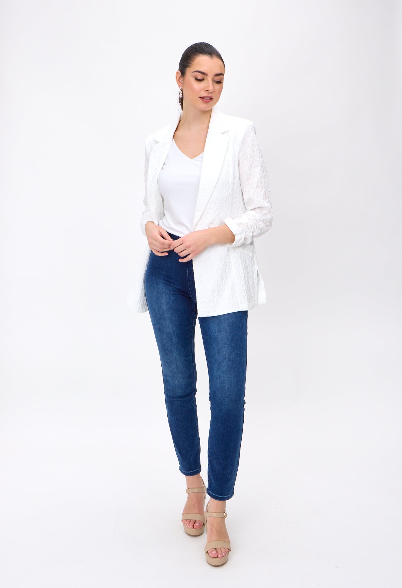 Open Front Textured Business Jacket