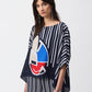 Boat Neckline Abstract Print Top