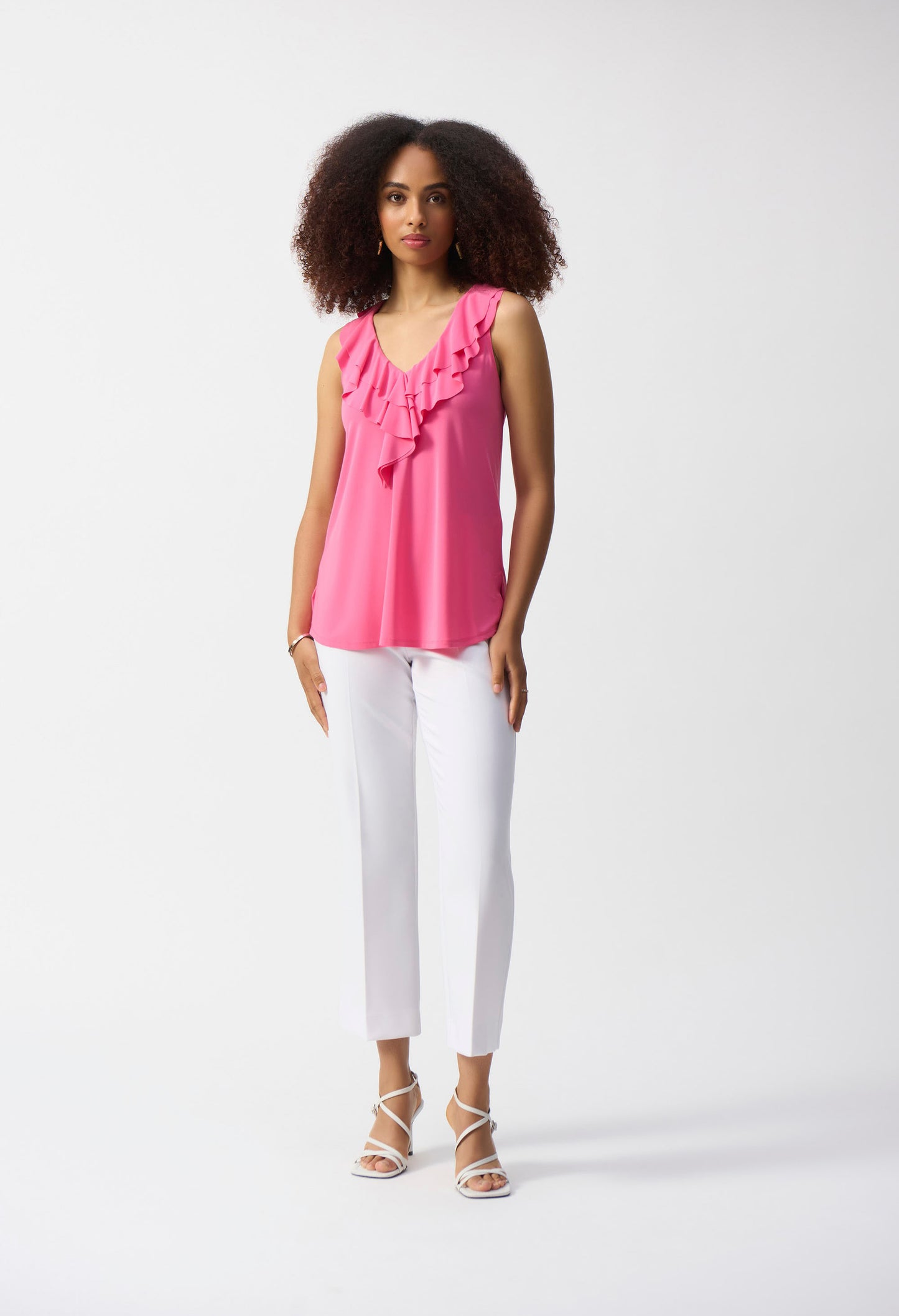 Ruffled V-neck Sleeveless Top