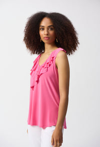 Ruffled V-neck Sleeveless Top