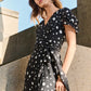 V-neck Polka Dot Midi Dress