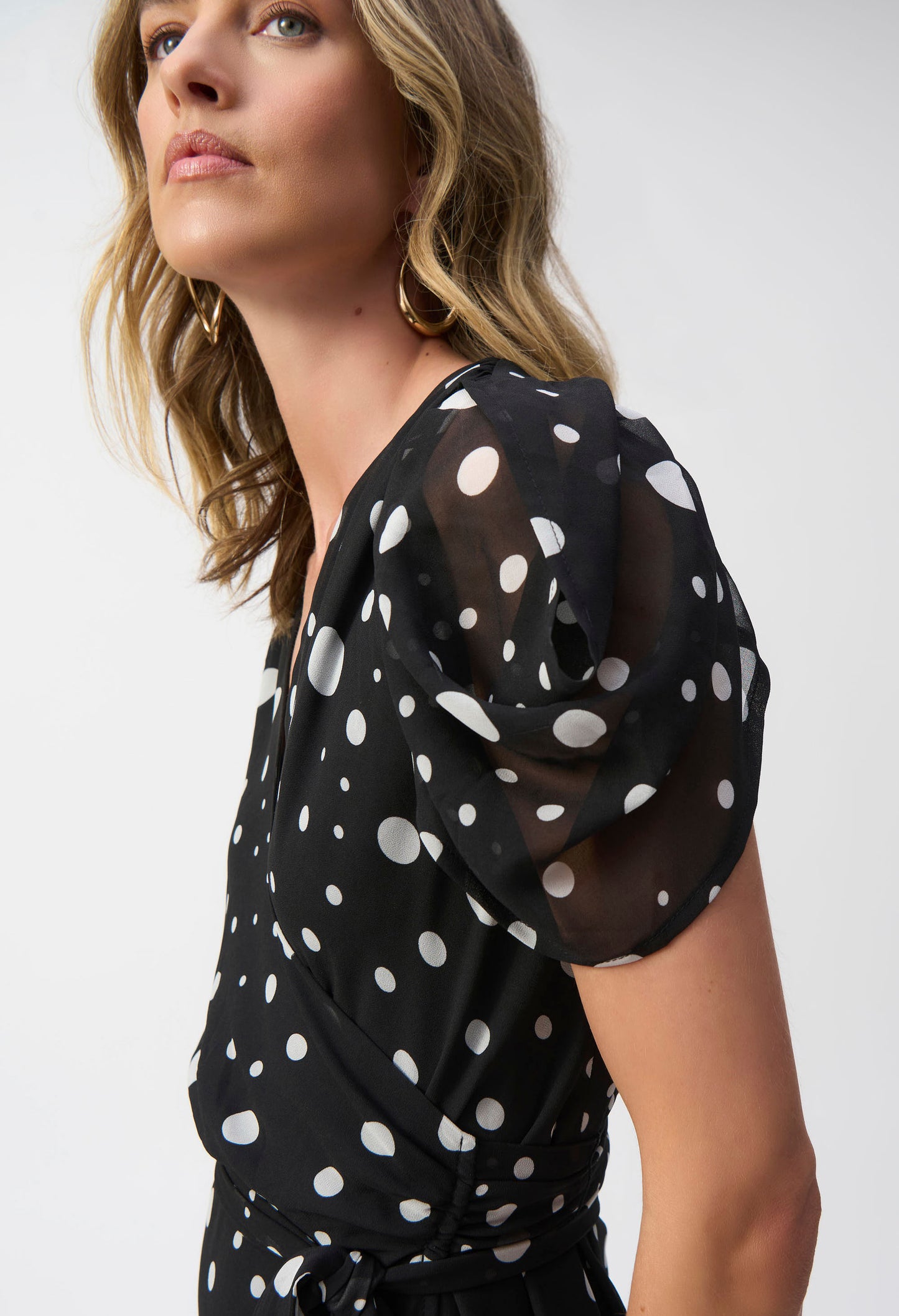 V-neck Polka Dot Midi Dress