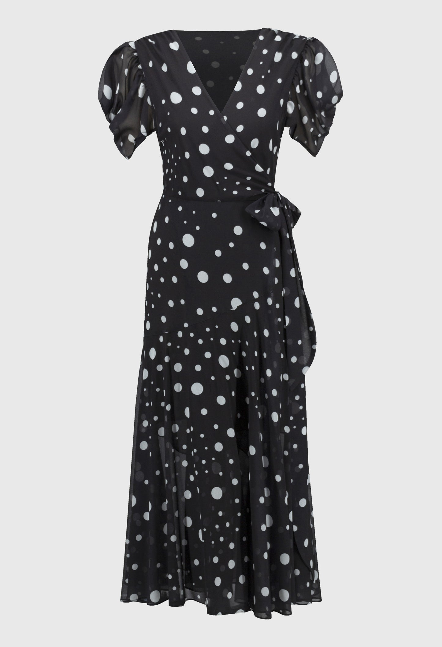 V-neck Polka Dot Midi Dress