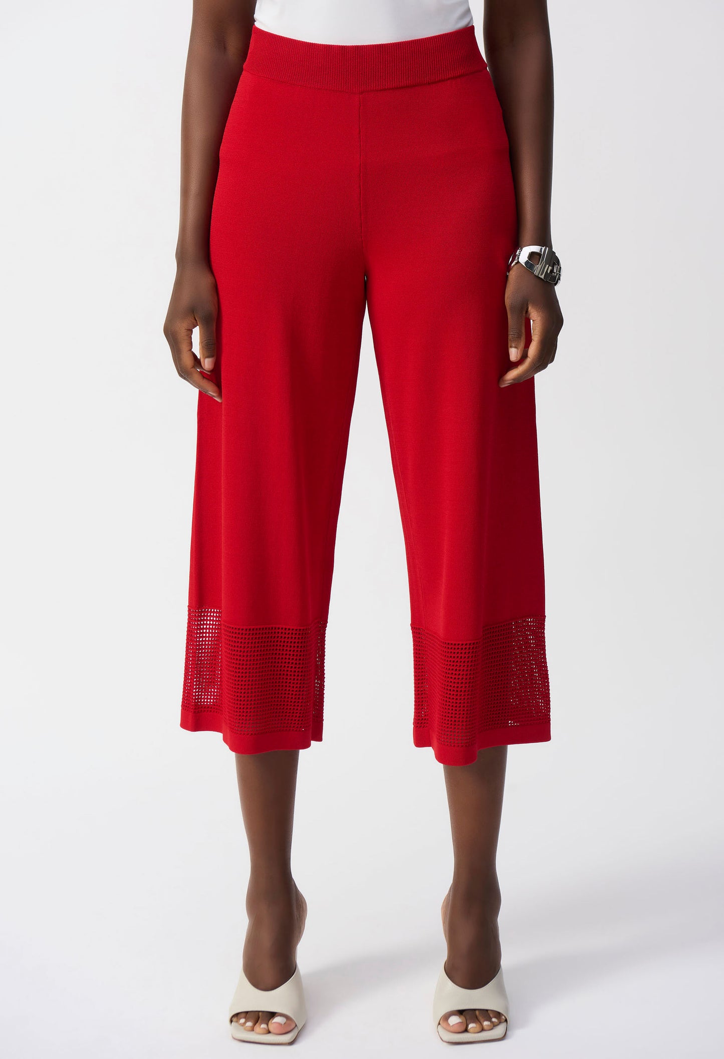 Cropped Wide-leg Mesh Trousers