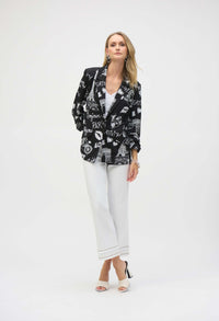 Casual Notched Lapel Graphic Blazer