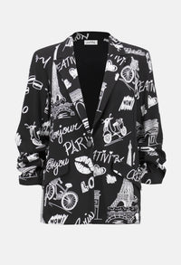 Casual Notched Lapel Graphic Blazer