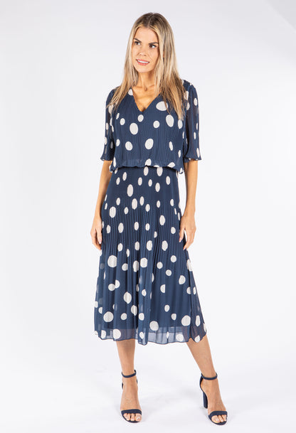 Plisse Pop Over Polka Dot Dress