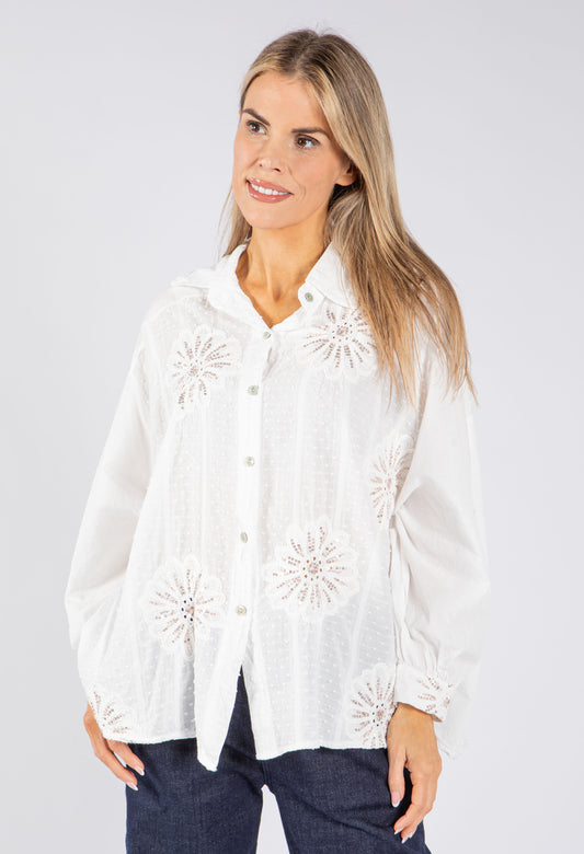 Sequin and Floral Embroidered Blouse