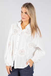 Sequin and Floral Embroidered Blouse